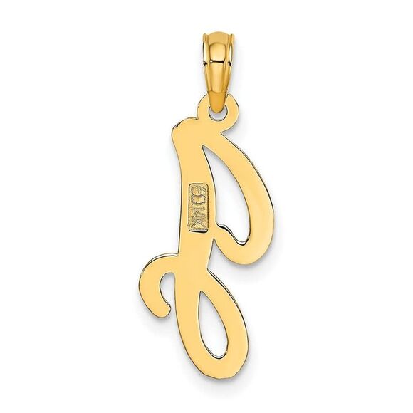 10K Yellow Gold Polished J Script Initial Charm - Picture 9 of 9
